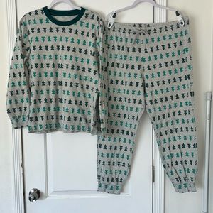 Primary grown-ups adult organic cotton pajamas set XL trees unisex